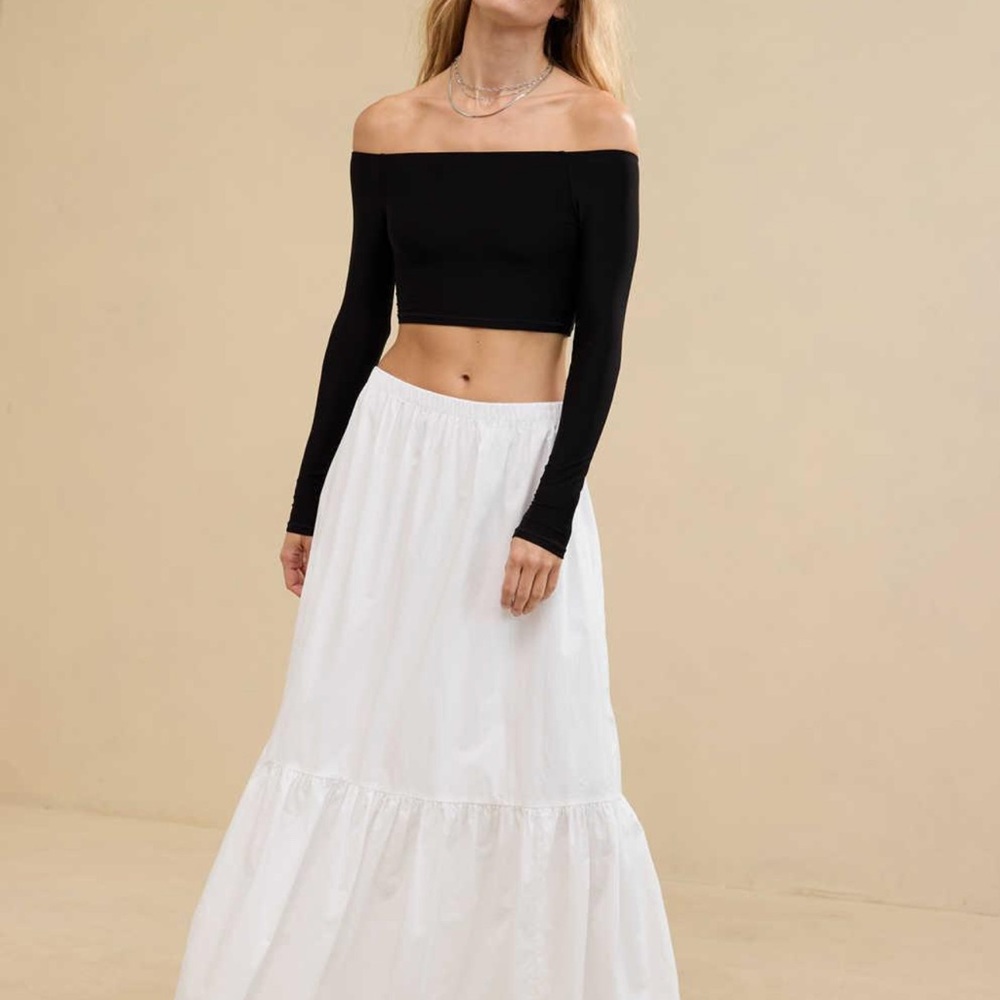 Aerie Poplin Tiered Maxi Skirt